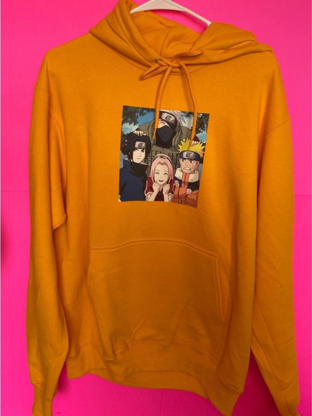 Orange Graphic Pullover Hoodie - Anime Crew